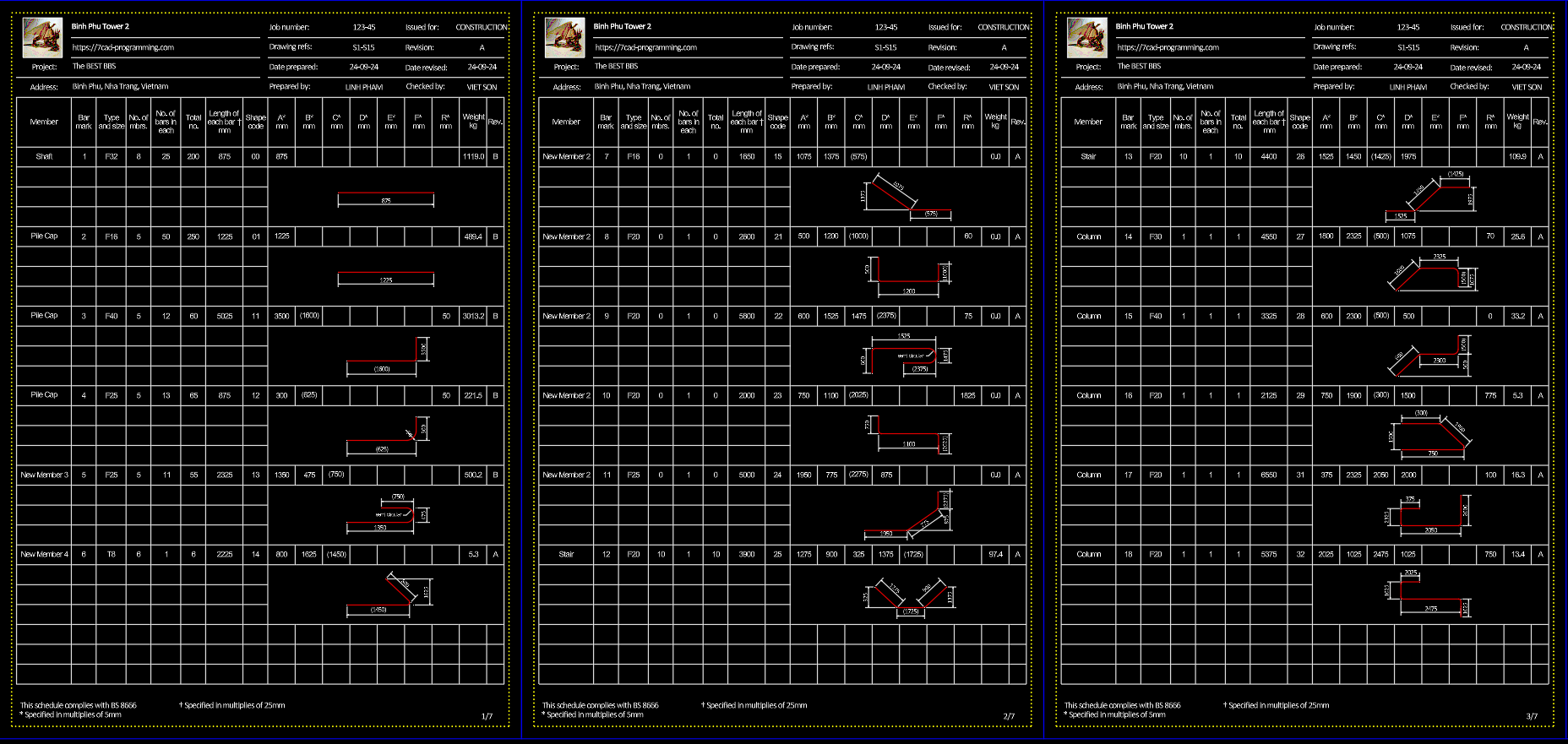 Window Frame Rabar 7cad-rebar-schedule